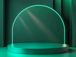 绿色霓虹弧形展示台