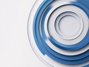 蓝白环形立体几何背景图