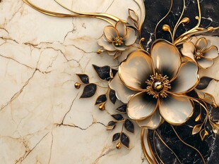奢华金花纹饰大理石背景
