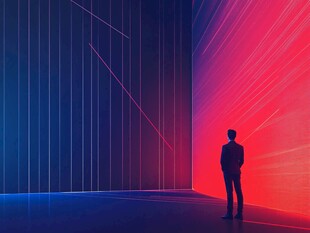 科技感场景中孤独的身影