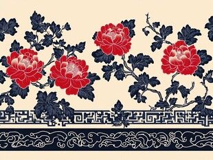 中式牡丹花纹传统图案