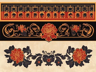 中式传统花卉边框图案
