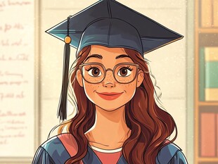 毕业女生的甜美风采