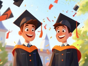 毕业时刻的欢乐瞬间