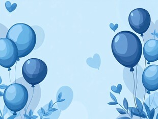 蓝色气球浪漫背景图
