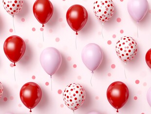 粉色背景上的多彩气球