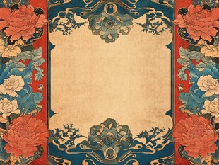 中式古典花卉边框装饰图