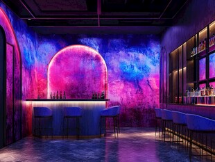 梦幻霓虹酒吧室内场景