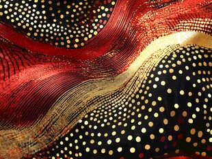 红金交织的动感波点织物