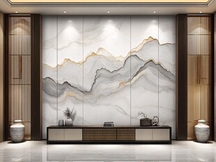 新中式山水电视背景墙