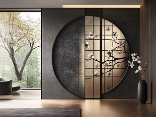 中式禅意客厅屏风装饰画