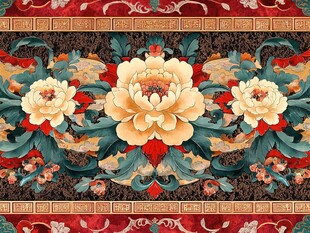中式牡丹花卉传统纹样
