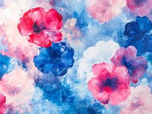水彩花卉梦幻图案背景