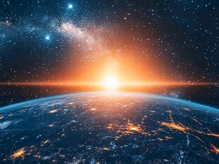 地球日出星空壮丽景观