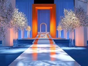 梦幻蓝色系婚礼仪式场景