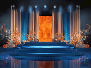 梦幻蓝橙婚礼舞台设计