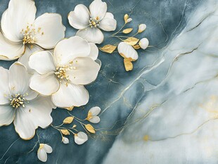 白玉花朵装点大理石背景