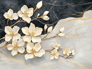 白玉兰花大理石背景装饰画