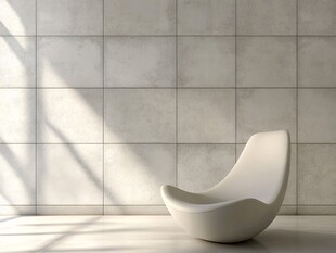简约室内的白色独特座椅