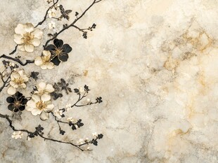 中式水墨风花卉纹理背景