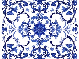 蓝白中式古典花纹图案