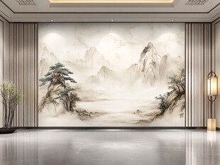 中式山水风客厅背景墙