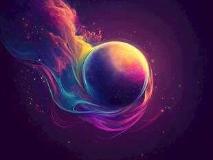 梦幻炫彩星球抽象艺术图
