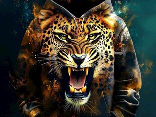 豹纹连帽衫 凶猛猎豹图案