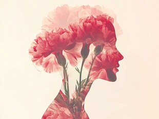 花卉轮廓 人像与康乃馨融合