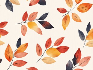 秋日多彩叶片无缝图案