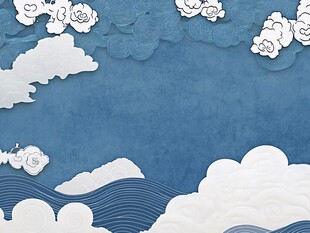 中式云朵剪纸风背景图
