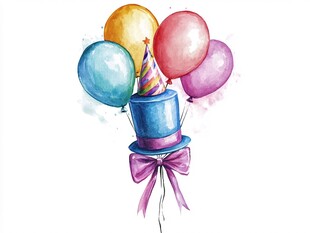 水彩风气球装饰生日帽