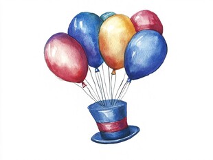 礼帽中飘出多彩气球