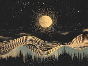 月夜下的波浪与璀璨星空