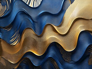 蓝金波浪纹理艺术图案