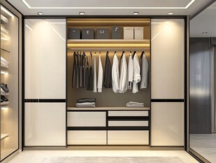 现代简约风时尚步入式衣柜