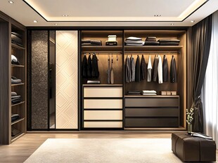 现代轻奢风步入式衣帽间