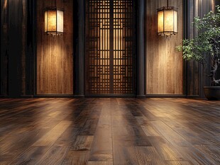 中式典雅室内木质空间场景