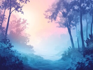 梦幻森林中的晨曦之路