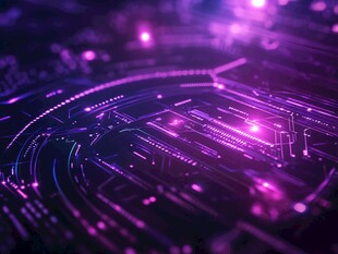 梦幻紫调科技电路背景图