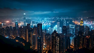 香港璀璨夜景俯瞰图