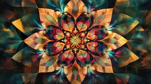 梦幻绚丽分形艺术花朵图案