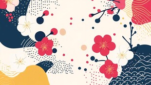 日式和风花卉抽象装饰画