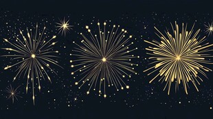 夜空中绚丽的金色烟花