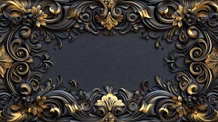 黑金奢华花纹边框背景