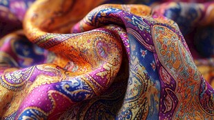 绚丽多彩的复古花纹丝绸