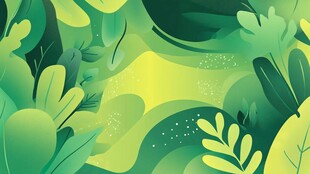 清新绿意丛林插画背景
