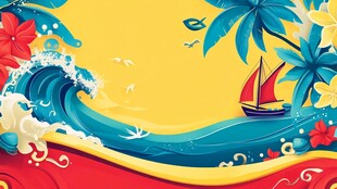 夏日海洋帆船梦幻风光