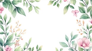 花卉绿叶边框装饰图案