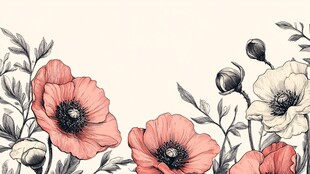 手绘风罂粟花装饰图案